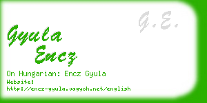 gyula encz business card